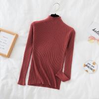 Suéter De Mujer Con Volantes Y Cuello Bajo Largo Manga Larga Tejido Básico Solido Rayado Para Otoño Invierno Top Casual - details 40