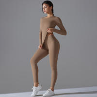 Conjunto De Yoga Deportivo Transpirable Y Estirable Con Control De La Panza Y Modelador Leggings De Glúteos Slimming Top Activo Para Gimnasio - details 15