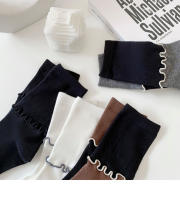 Calcetines De Algodón Para Mujer Diseño Asimétrico De Color Con Contraste Alta Cintura Moda Otoño Invierno Casual Unisex - details 9