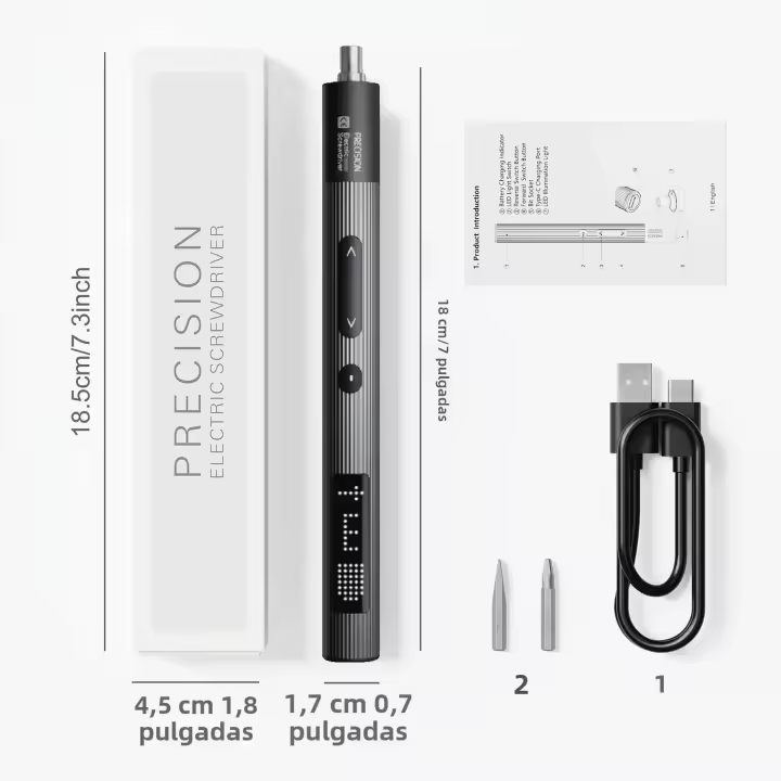 Conjunto De Destornillador Eléctrico De Precisión 4 En 1 Con 2 Bits Magnéticos Y Luz LED Herramientas Profesionales Para Reparación De iPhone Cámara Reloj - 1