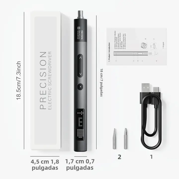 Conjunto De Destornillador Eléctrico De Precisión 4 En 1 Con 2 Bits Magnéticos Y Luz LED Herramientas Profesionales Para Reparación De iPhone Cámara Reloj - 1