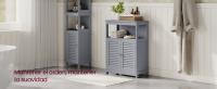 VASAGLE Armario del Baño, Mueble Baño, Armario de Cocina, Organizador con Compartimiento Abierto, Armario Almacenaje con 2 Puertas, 30 x 60 x 80 cm, Gris Paloma - details 0