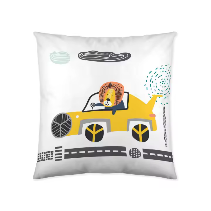 NATURALS - Funda Cojín Vacío Estampada - 100% Algodón Extra Suave - 50X50 cm - Fabricado en España - Modelos Infantiles Animales - 1