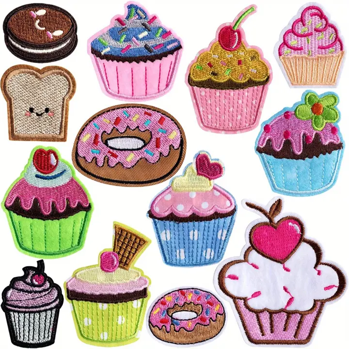 Set De 13 Parches De Tela Bordados En Hierro Para Ropa Con Diseños De Pasteles Dulces Decoración DIY Para Manualidades Y Costura - 1