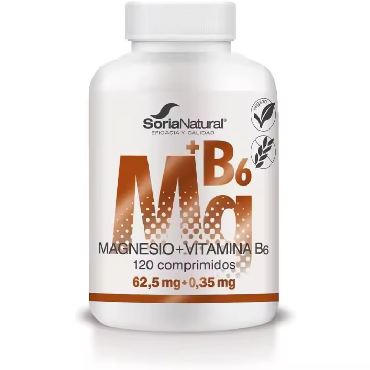 Magnesio + Vitamina B6 de ALTA ABSORCIÓN Soria Natural 120 Comprimidos VEGANO - 1