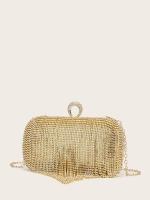 Bolso de mano de lujo con borlas para mujer, bolso de mano para boda. Color Oro. Bolso de lujo para banquete con diamantes de imitación para mujer, bolsa de noche con decoración de borlas, brillante. Distribuye Distrilocu - details 5