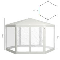 Carpa hexagonal para Fiesta de 4x4m with mosquitera, Carpa de Jardín de poliéster y metal para Fiesta de Jardín y eventos en Cream - details 6