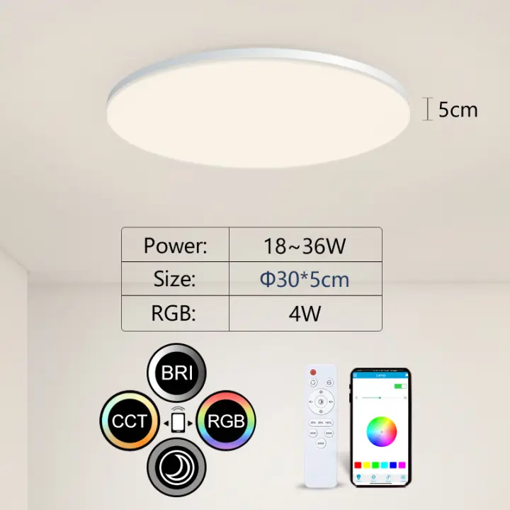 Luz de techo con Control remoto inteligente para el hogar, candelabro LED RGB, luz decorativa para interiores, 54W, 36W, temporizador, Control remoto, atenuación de dormitorio - 1
