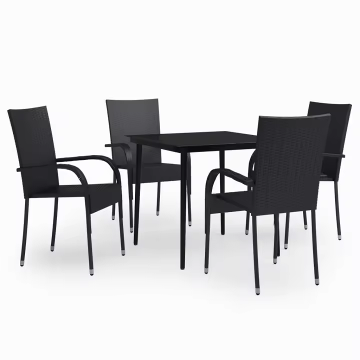 vidaXL Juego de comedor para jardín 5 piezas negro - 1