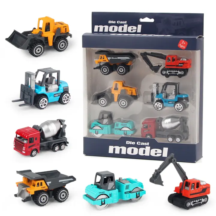 Juego De 6 Piezas De Camiones De Construcción Clásicos En Aleación Para Niños Juguetes Educativos De Vehículos De Escala 1:64 Regalo Ideal - 1
