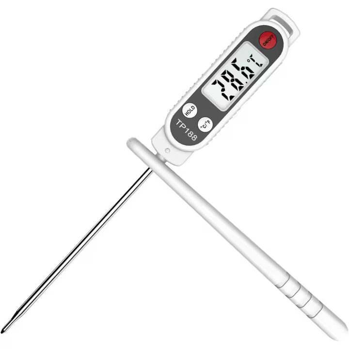 Termómetro de cocina, termómetro digital de cocina, termómetro para alimentos, sonda de acero inoxidable de 4,7 pulgadas, termómetro para carne con pantalla grande LCD de aproximadamente 6 segundos de lectura instantánea, barbacoa, repostería - 1