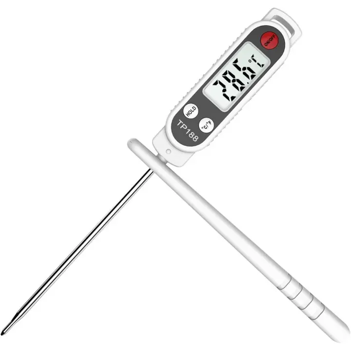 Termómetro de cocina, termómetro digital de cocina, termómetro para alimentos, sonda de acero inoxidable de 4,7 pulgadas, termómetro para carne con pantalla grande LCD de aproximadamente 6 segundos de lectura instantánea, barbacoa, repostería - 1