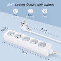 Aigostar Regleta alargador de 5 enchufes 16A 2P + E con cable de 3/5 metros e. Color Blanco - details 0