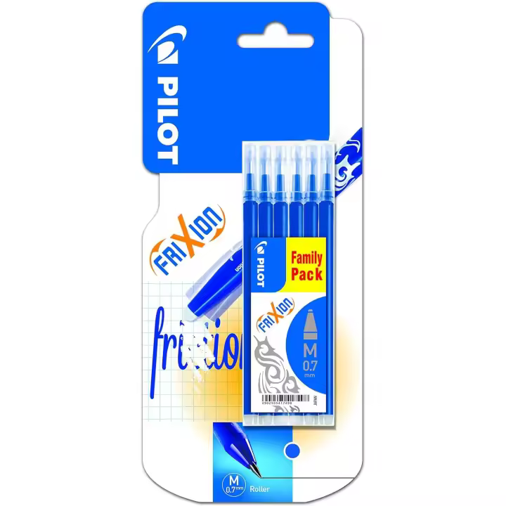 Pilot pack de 6 recambios para frixion ball y frixion clicker - punta de bola redonda 0.7mm - trazo 0.4mm - color azul - 1