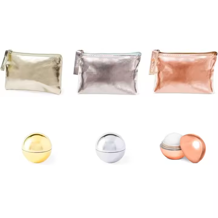 Bálsamos labiales y monederos en colores surtidos metalizados ideales para detalles y regalos de bodas, bautizos y comuniones o eventos en general - 1