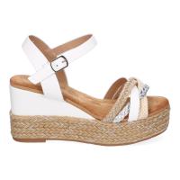 PuntoSalao Sandalias de cuña y plataforma en yute hebilla para mujer color blanco F260-14 - details 1