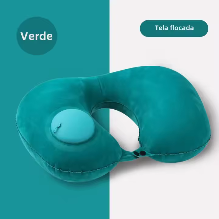 Almohada De Cuello Inflable Para Camping Y Viajes U-Cuadrado Portátil Y Plegable Para Coche Y Avión Almohada De Cuello Con Anillo Inflable - 1