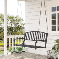 Columbio de Jardín Banco Colgante de 2 plazas Metal Negro 127x60x53cm, ¡Perfecto para Jardines y patios! - details 0