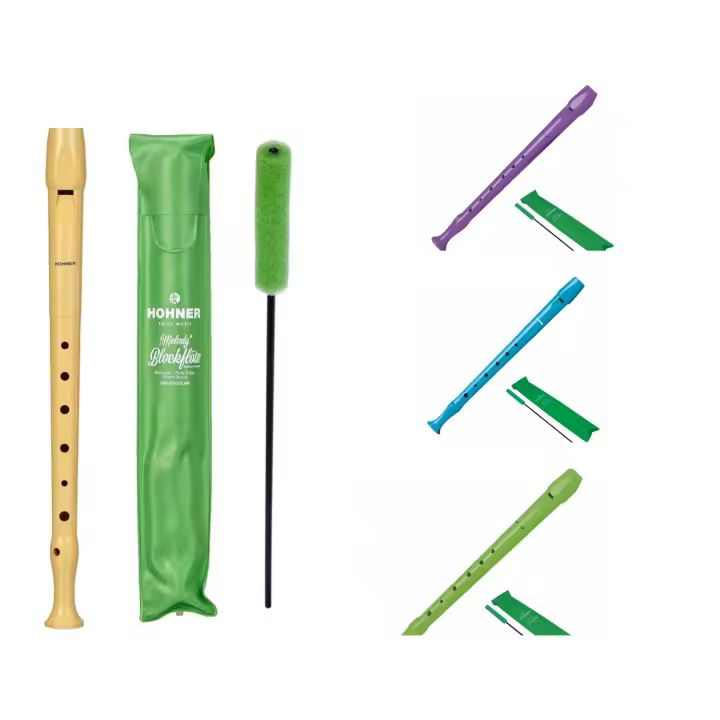 Hohner Flauta de Plastico surtidos de colores a elegir, Flauta de calidad para colegios con limpiador y fundas,Faluta de toda la vida original - 1