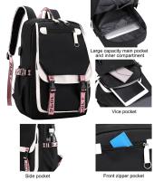 El paño de Oxford hace excurionism la mochila con la carga USB y el Puerto de auriculares para los estudiantes - details 4
