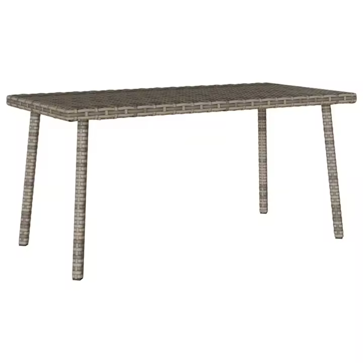 Mesa centro jardín rectangular gris 80x40x37cm ratán sintético - 1