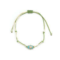 Pulsera De Encanto Ojo De Hamsa De Mano Turca Ajustable Para Hombres Y Mujeres Joyería De Moda Con Cadena Tejida Metálica Unisex - details 7