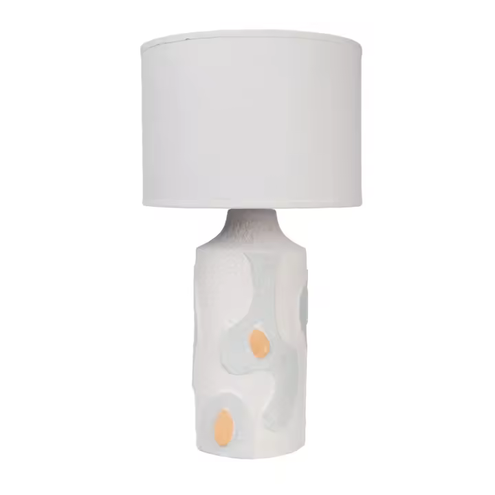 LAMPARA CERAMICA RELIEVE CELESTE/BEIGE C/PANTALLA HM1125 FIJALO - 1