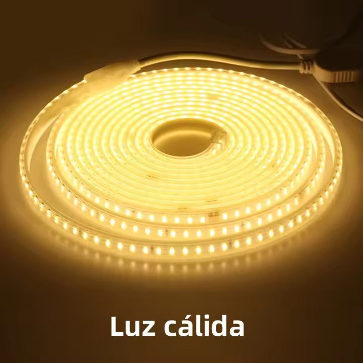 Tira LED Flexible 220V 120LEDs 8W/m Con Enchufe EU Y Interruptor Luz LED No Dazzling Impermeable Para Uso Exterior Tape LED - 1