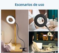 Lámpara De Escritorio LED Ajustable En 3 Colores USB Multiusos Flexible Para Lectura En La Cama Luz Nocturna Moderna Negra - details 11