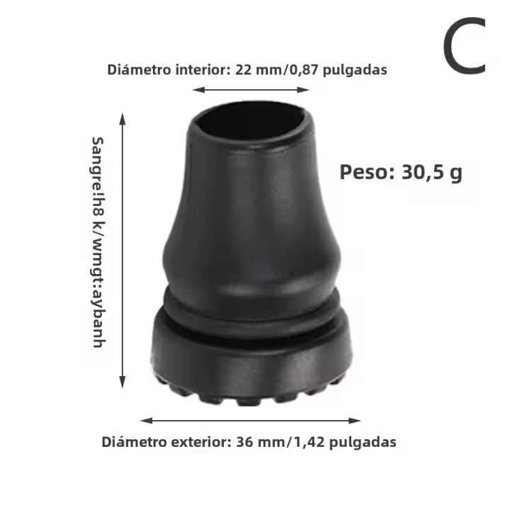 1pc Cubierta De Punta De Pala Antideslizante Para Bastón De Caminar Y Escoba Protector De Punta De Pala De Goma Para Escalada Y Senderismo Tamaño 16mm 20mm 22mm - 1