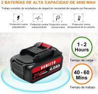 Corta Césped - Desbrozadora a Batería 2 en 1 con 2 Baterías 4.0Ah y Cargador Rápido – Cortabordes Eléctrico Inalámbrico Ligero y Potente 18.000 RPM, Altura y Cabezal Ajustables, con 3 Tipos de Cuchillas para Césped, Maleza y Jardín - details 3