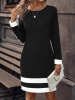 Nueva Camiseta De Punto Con Cuello Polka Para Otoño E Invierno Con Cintura Ajustada Y Manga Larga Para Mujer Vestido Slim De Pierna Larga - details 4