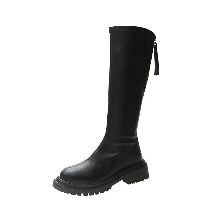 Botas Largas Para Mujer Con Forro Polar Zapatos De Caballero De Otoño E Invierno Européicos Y Americanos Talla 42 - 1