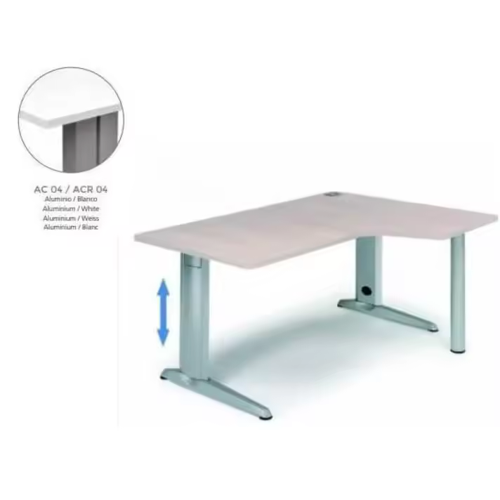 MESA DE ROCADA METAL ADJUST EN FORMA DE L DERECHA 180X120 CM COLOR BLANCO - 1