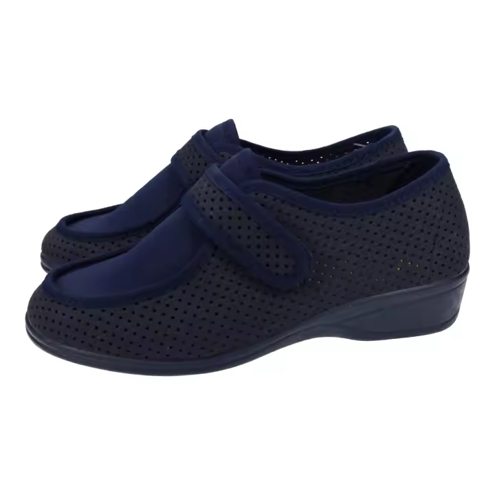 Zapatillas marca DOCTOR CUTILLAS para señora en color marino. Zapatillas de rejilla para señora, zapatillas anchas de señora, azul marino, zapatillas ortopédicas con velcro, hechas en España - 1
