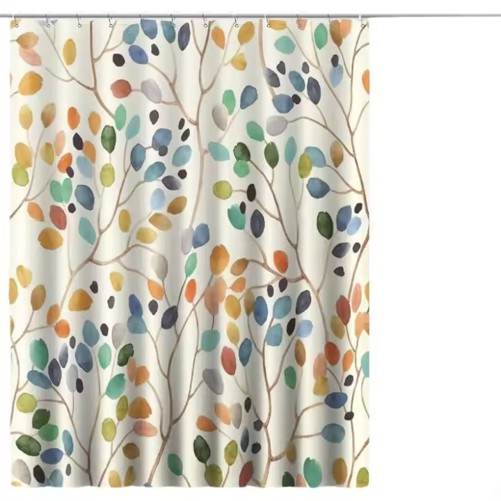 Cortina De Ducha 180x200, Estampada Botánico Colorido con Agujas Cortina BañO Lona Impermeable Antimoho Cortina De Ducha Cortinas De BañO con 12 Ganchos - 1