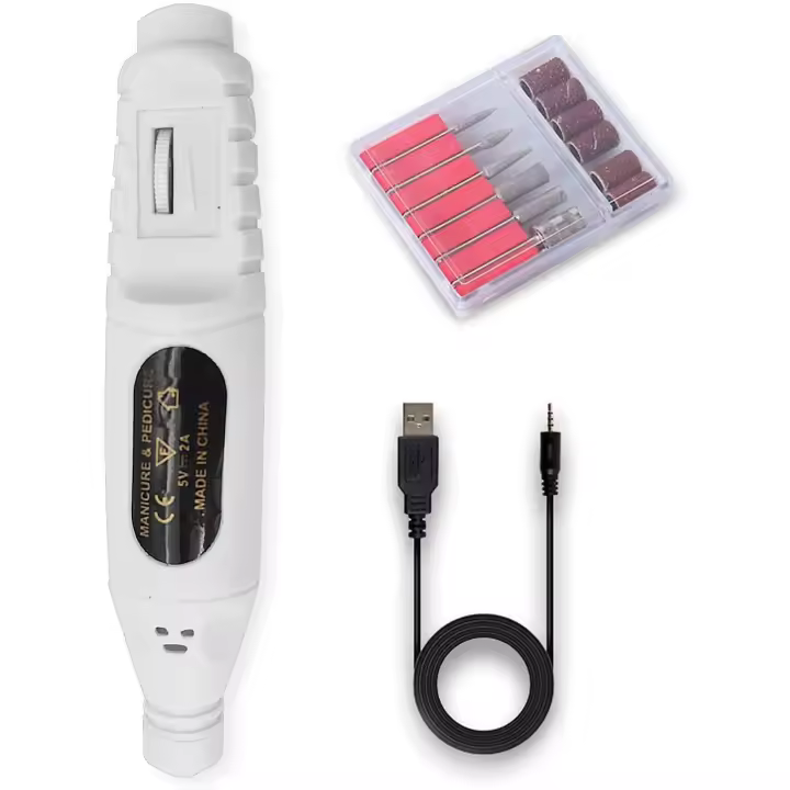 Torno para Uñas Eléctrico | Set de Manicura y Pedicura Profesional | Barería Y 6 Cabezales - 1