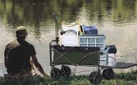 Carretilla Carrito con Ruedas Auxiliar, 150 kg/80 L, con Apertura Trasera y Asa Ajustable, para Camping, Jardín, Arena, Playa - details 5
