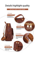 Mochila Vintage Para Mujer Gran Capacidad De Cuero Para Comunicación Diaria Y Viajes Mochila De Compras Vintage Para Mujer - details 3