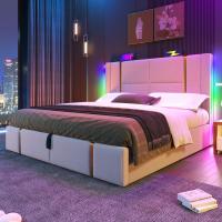 Marco de Cama Multialmacén Doble Tapizado USB Type C + Control APP LED 140x200 - Diseño Silencioso, Espacio Duplicado & Estilo Minimalist Versátilla para Dormitory - details 3