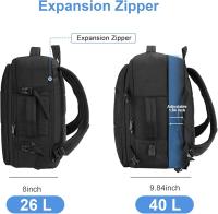 Mochila Grande Expandible, Mochila de Viaje en Cabina, Unisex, con Puerto de Carga USB, Negra - details 0