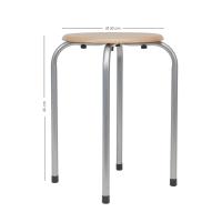 STARLEY-Taburete De Metal Con Base De Madera,Banqueta para Cocina, Salón,Conteras de Goma Antideslizantes, Resistente y Ligera D.30cmx45cm - details 1