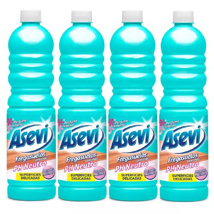 Asevi Fregasuelos Concentrado PH Neutro, Parquet Marmol, Pack Ahorro 4x1L, Perfume Duradero con Aroma Fresco, Limpiasuelos para Todo Tipo de Suelos, Incluso Superficies Delicadas - 1