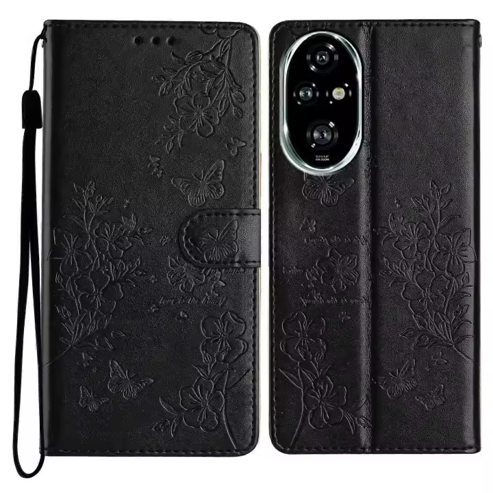 Para El Honor 200 5G cartera teléfono Case Mariposa impresión floral Cuero Flip Funda para - 1