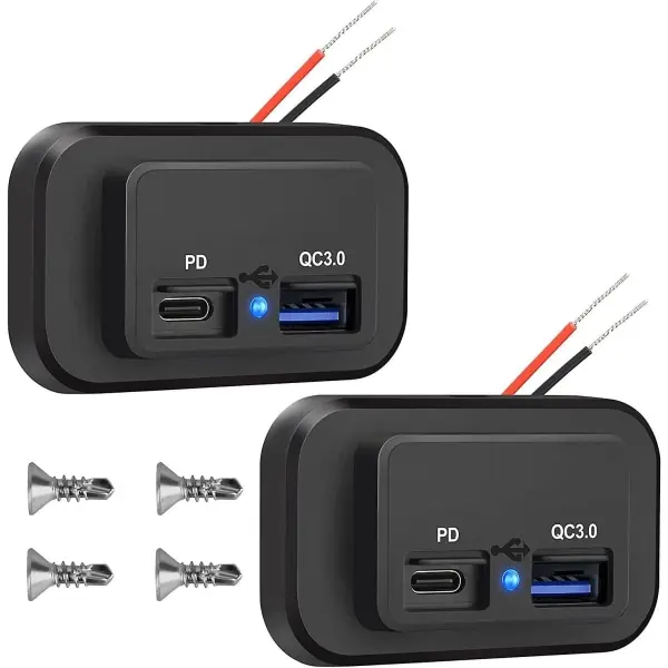 2 Tomas USB de 12 V, Cargador de coche resistente a Agua - 1