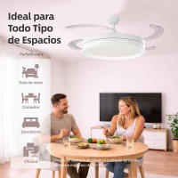 Ostark Ventilador de Techo con Luz LED Retráctil 106cm, 4 Aspas, Control por APP y Mando a Distancia, Potencia Total 66W, Temporizador, 6 Velocidades, 3 Temperaturas de Luz, Función Verano-Invierno, Silencioso, Negro Ostark-leduni - details 3