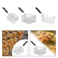Cesta De Freír De Acero Inoxidable Con Mango Para Barbacoa Patatas Fritas Anillos De Cebolla Multipropósito Para Casa Y Café - details 2