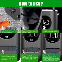 Compresor de aire para coche eléctrico, 50W 150 PSI, bomba infladora inalámbrica, detección digital inteligente de presión de neumáticos para coche, bicicleta, motocicleta, balón - details 6