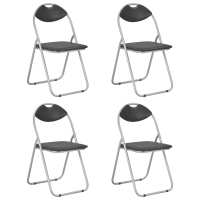 vidaXL Sillas de comedor plegables 4 unidades cuero sintético en color Negro/Blanco | cómodas modernas ergonómicas para comedor cocina salón hogar - details 0