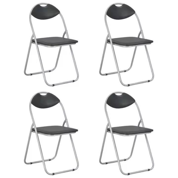 vidaXL Sillas de comedor plegables 4 unidades cuero sintético en color Negro/Blanco | cómodas modernas ergonómicas para comedor cocina salón hogar - 1